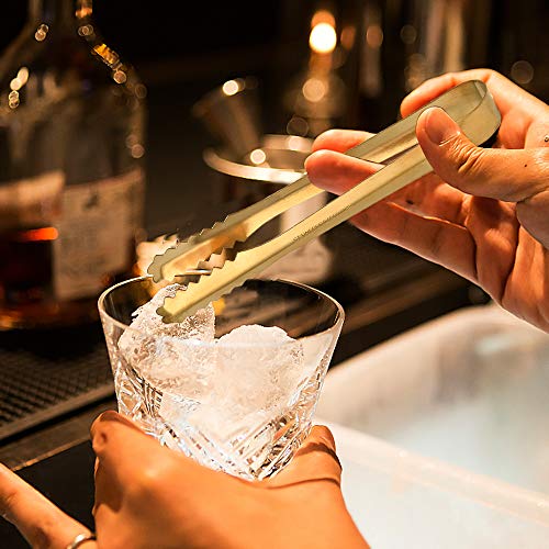 Akamino Gold Stainless Steel Ice Scoop & Tongs Set for Kitchen & Bar