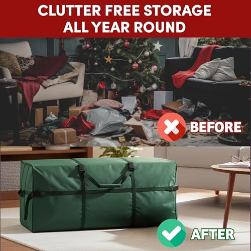 Christmas Tree Storage Bag for 7.5ft Artificial Trees - Green Canvas with Straps