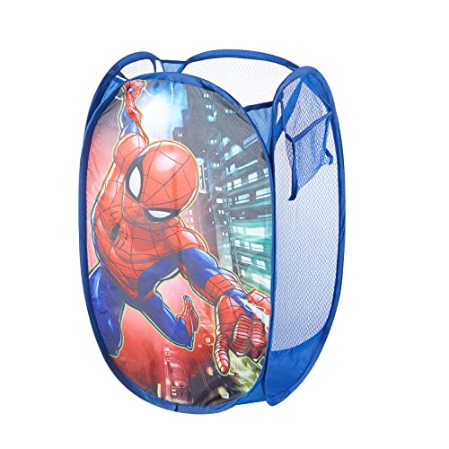 Marvel Spider-Man Kids Pop-Up Hamper - Collapsible Laundry Basket with Handles, Blue