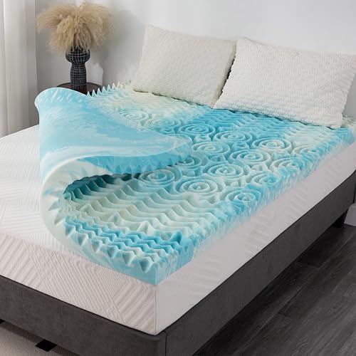 2 Inch Queen Gel Memory Foam Mattress Topper with 5-Zone Support