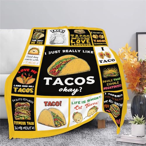 Yellow Taco Blanket 50x60 Ultra Soft Flannel Throw for Taco Lovers - Snapjet