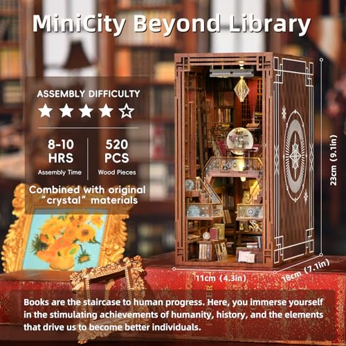 DIY Wooden Book Nook Kit - Miniature Private Library with LED & Dust Cover