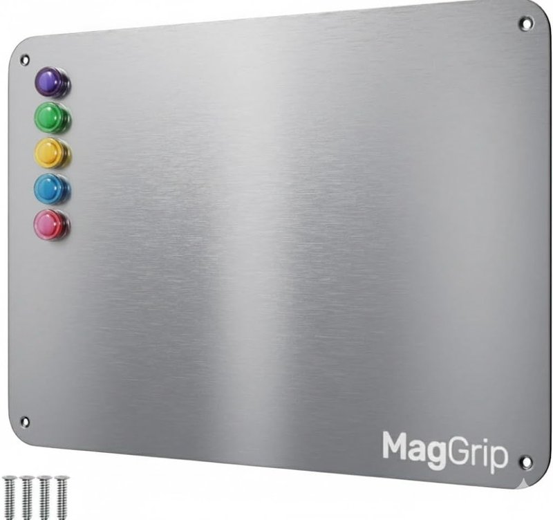 9 inches x 6.5 inches Stainless Steel Plate for Magnets, 3M Adhesive Back, Mounting Screws, Ideal for Magnetic Shelf, Spice Holders, Colorful Magnets as a Gift. Mount Anywhere! (Silver, 1 Pack)