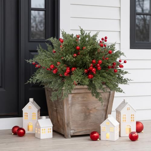 Lovemoon 70 Pcs Artificial Pine Branches Red Berry Stems Christmas Greenery