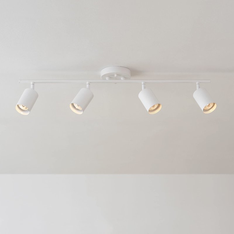 Globe Electric 57011 4-Light Track Lighting, Matte White Finish, Adjustable Cylindrical Heads, GU10 Base, Dimmable, Modern Low-Profile Design