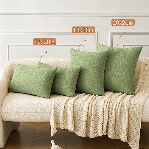 MIULEE Soft Chenille Throw Pillow Covers, Sage Green 18x18 Inch, Set of 2