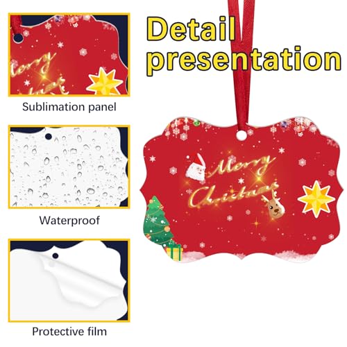 LIZOIDZSM 25 pcs Metal Sublimation Christmas Ornament Blanks - Double Sided DIY Holiday Decorations
