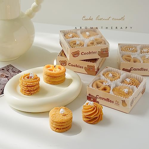 Cookie-Shaped Candles 4-Pack Coffee Milk Scent | Handcrafted Soy Wax