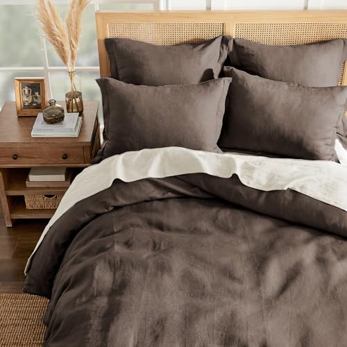 King Duvet Cover - 100% French Flax Linen - Cocoa - 106x94in.