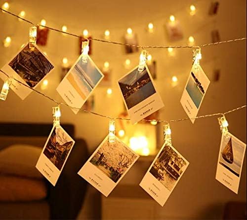 Skiennix LED Photo Clip String Lights - 40 Warm White Fairy Twinkle Lights for Photos & Artwork | 14 Feet
