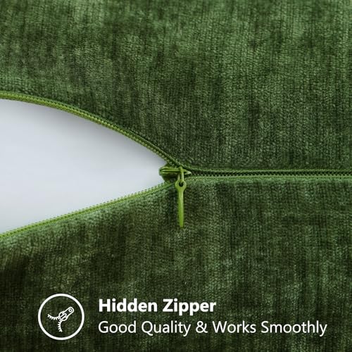 decorUhome Soft Chenille Moss Green Throw Pillow Covers 18x18 (Set of 2)