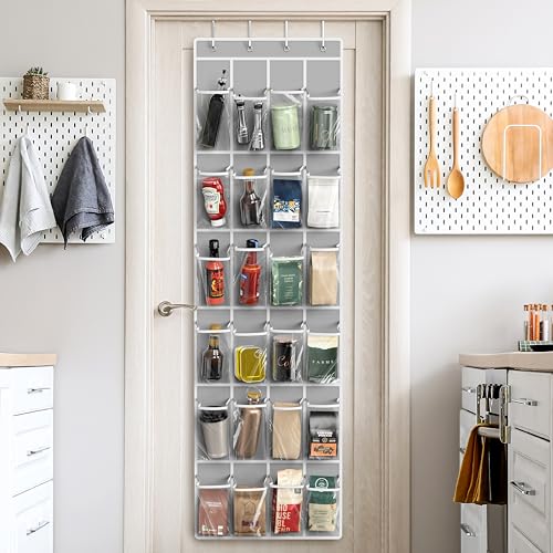 Simple Houseware 24 Pocket Clear Over the Door Shoe Organizer Gray