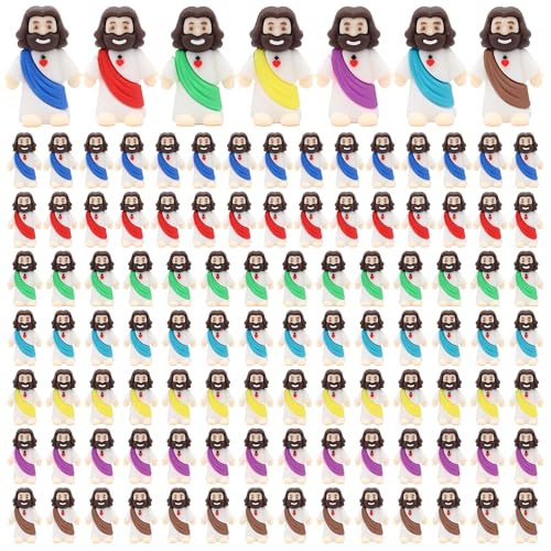 100 Pcs Mini Jesus Figurines Bulk Set for Religious Party Favors & Easter