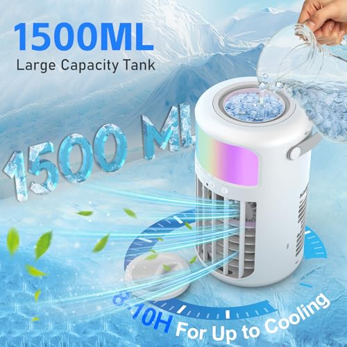 Portable Air Conditioner Fan 4-in-1 Desktop AC with 1500ml Water Tank