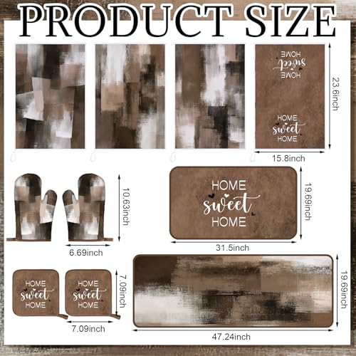 10-Piece Kitchen Decor Set: Oven Mitts, Pot Holders, Rugs, and Dish Towels