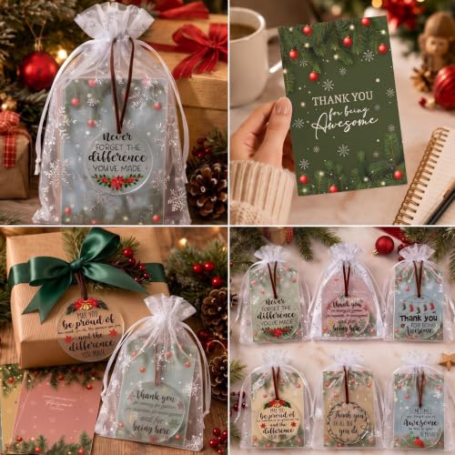 Barydat 100 Count Christmas Thank You Ornament Gift Set for Coworkers – Classic Edition