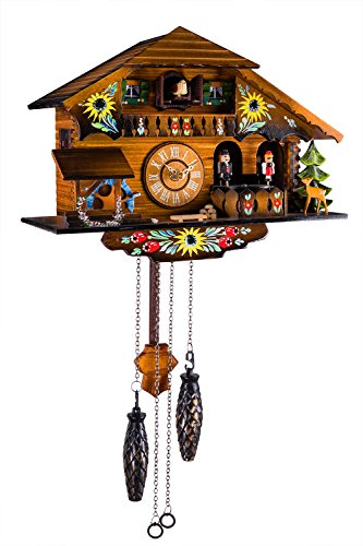 Quartz Cuckoo Wall Clock with Moving Pendulum and Dancers