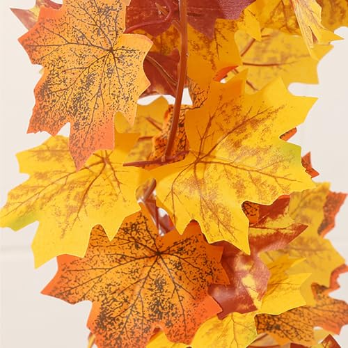 Artificial Autumn Maple Leaves Garland for Thanksgiving Decor - 3 Pack, 5.9 ft