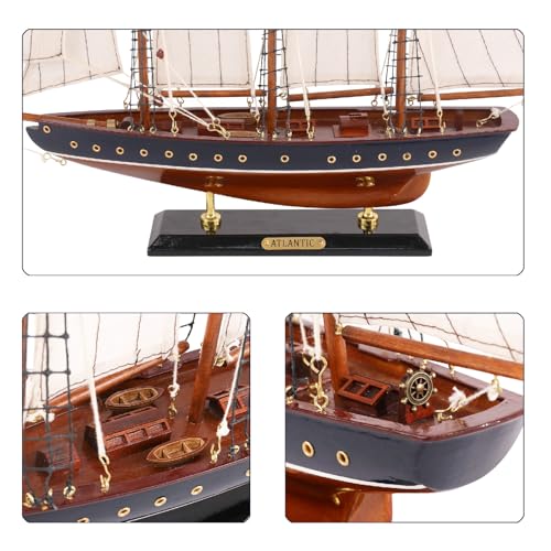 19-Inch Wooden Atlantic Schooner Model Ship Nautical Home Decor
