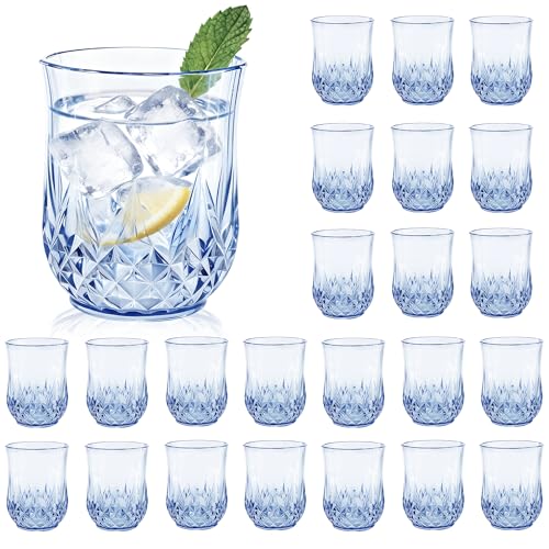 24 Pack 12oz Stemless Plastic Wine Glasses, Shatterproof Vintage Cups