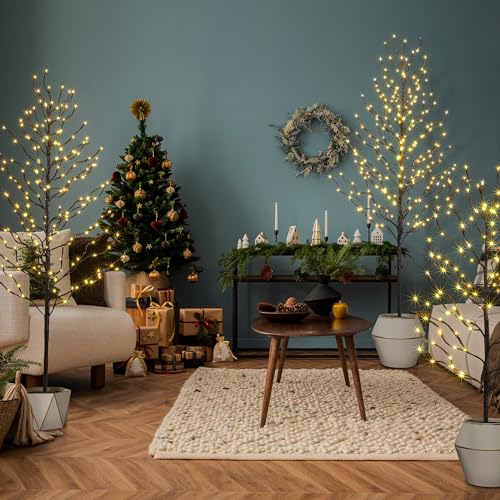 Set of 3 Pre-Lit Warm White LED Star Light Trees (3ft, 5ft, 6ft)