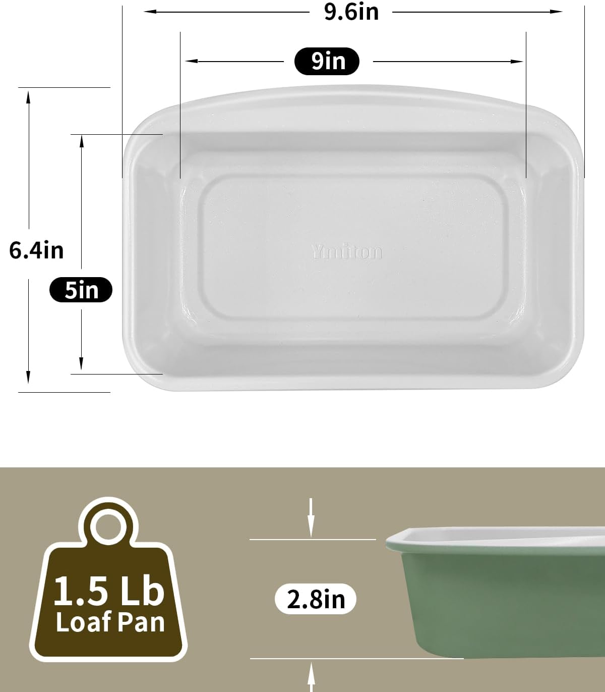 Skiennix Non-Stick Bread Loaf Pan - 9x5 Inch, Ceramic Coating, Oven Safe to 550°F, Dishwasher Safe, Pistachio Green