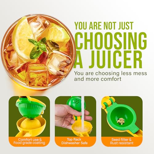 2-in-1 Manual Metal Citrus Squeezer & Hand Juicer for Lemon and Lime