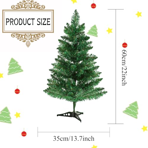 Gloreyan 2FT Green Artificial Christmas Tree Tabletop with Plastic Stand - Mini Xmas Pine