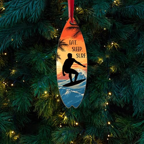 Boy Surfing Christmas Ornament 2025 - Surfboard Decor for Surfers & Beach Lovers