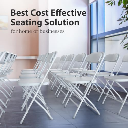 10-Pack Foldable Plastic Chairs, Stackable Metal Frame Seats for Events
