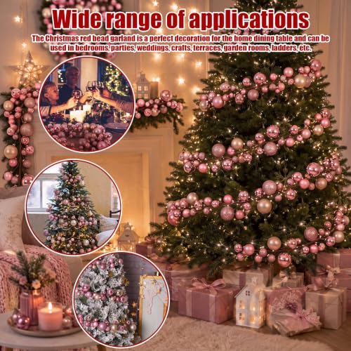 Yuxung 2 Pcs 6 ft Pink & Champagne Gold Christmas Garland - Pink/Champagne Gold 6 ft each