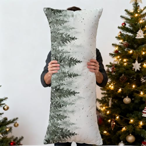 Mancheng-zi Winter Forest Christmas Body Pillow Cover 20x54 Zipper Decor