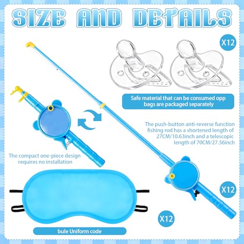 Baby Shower Pacifier Swing Game Set with Fishing Rods and Blindfolds