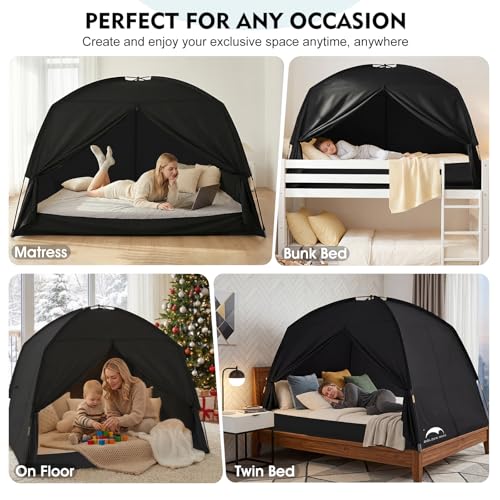 Indoor Blackout Twin Bed Tent - 3-Door Breathable Privacy Sleeping Canopy