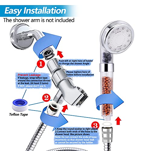 Classical FASTRAS LED Shower Head with Handheld & Water Filter - High Pressure, Temperature Control, Hose & Accessories