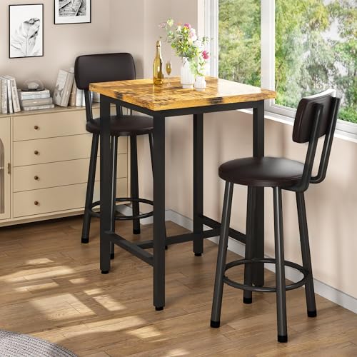 3-Piece Counter Height Pub Dining Set with 2 Bar Stools for Small Spaces