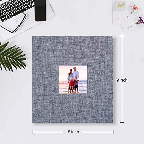Linen 4x6 Photo Album with Cover Window, 200 Pockets, Gray