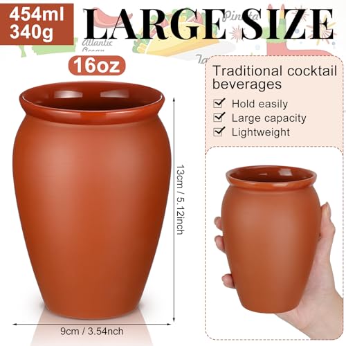 Gejoy 20 Sets Mexican Clay Drinking Cups - 16oz Reusable Party Mug Set