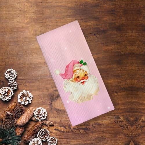 GCFET Santa-02 Pink Christmas Dish Towels 16x24 Inch Kitchen Decor Gift