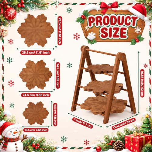 Marsui Snowflake Christmas Serving Tray Set with Collapsible 3-Tier Stand