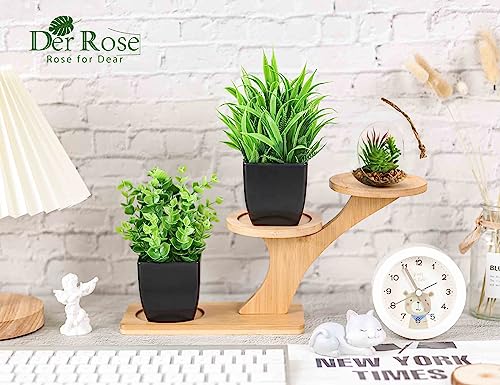 2 Pack Small Artificial Plants with Black Pots for Modern Home Decor