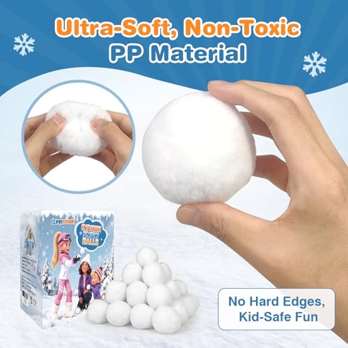 20-Pack Fake Snowballs Set for Kids - Soft Indoor Snowball Fight Toys