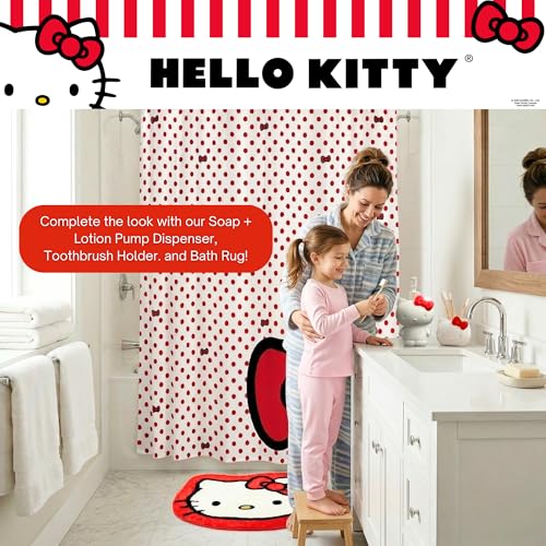 Hello Kitty 13-Piece Shower Curtain Set, 72 x 70 Inches, Official Licensed Kids Bathroom Decor