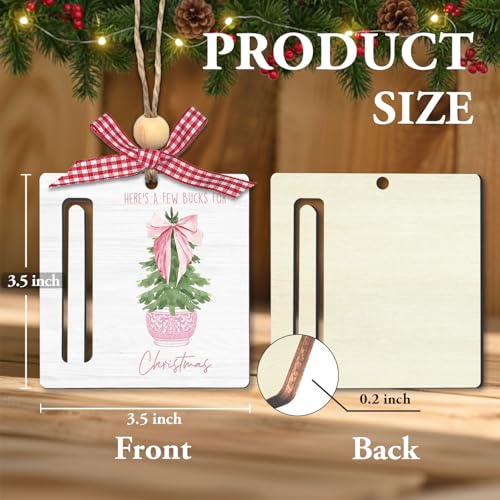 Pink Christmas Wooden Money Holder Ornament - Pink 02-2