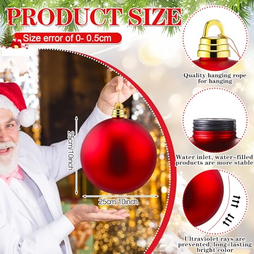 Threan 10 Inch Red Matte Christmas Ball Ornament - Matte Red Large 10"