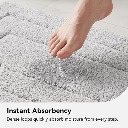 GRANNY SAYS Gray Bathroom Rug 20" x 30", Non-Slip Microfiber Bath Mat