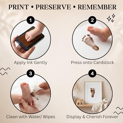 Non-Toxic Baby Ink Pad for Hand and Footprints Keepsake Kit - Brown