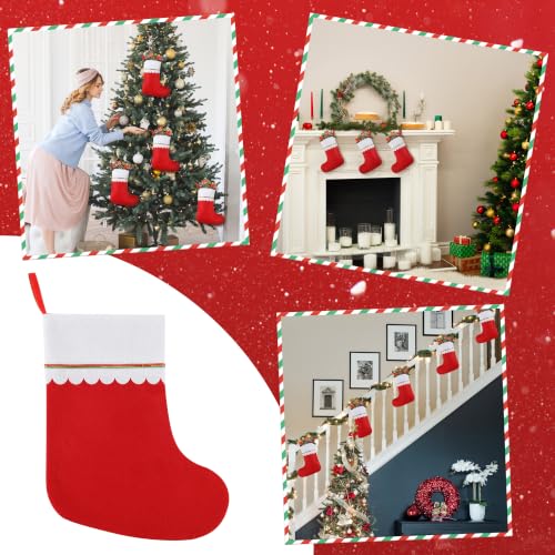 Cooraby 36 Pack 15in Red Felt Christmas Stockings with White Cuff - Hangable DIY Holiday Decor