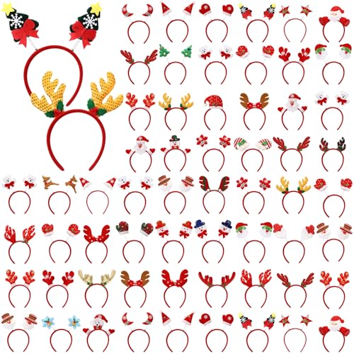 Giegxin 64 Pcs Christmas Headbands Set – 36 Designs Holiday Party Hair Accessories