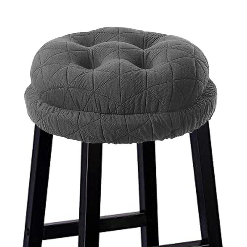 BUYUE Round Bar Stool Seat Cushion, Dia.13 Luxury Fashion Jacquard with Anti-Skid Silicone Bar Stool Cushion Padded (Dark Grey, M,1 Count)